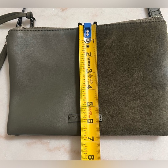 Rae Dunn Women’s Leather and Suede Green Crossbody Bag Purse Double Top Zippers - Picture 11 of 12